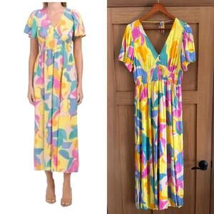 Abel The Label Anthropologie Lauren Open Back Maxi Dress Multicolor Women Large